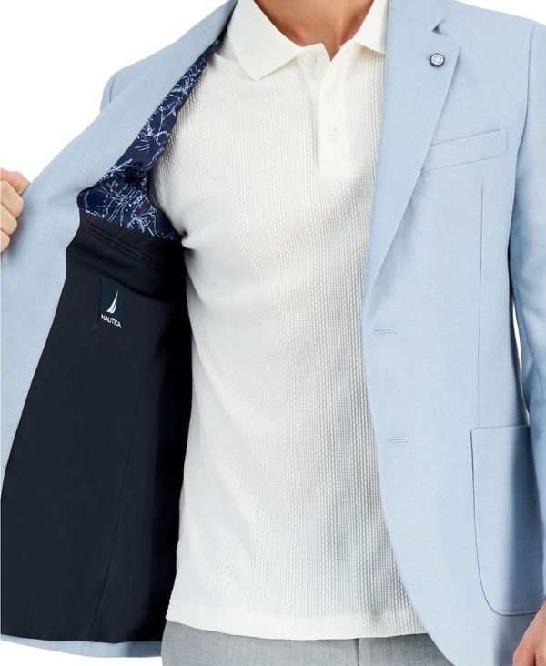 ナウティカ メンズ アウター ジャケット・ブルゾン コート Nautica Mens ModernFit Active Stretch Woven Solid Sport Coat Light Blue ブルー