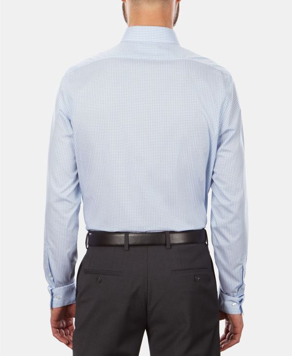 カルバンクライン メンズ トップス シャツ Calvin Klein Mens SlimFit NonIron Performance Stretch Blue Check Dress Shirt Bluebird ブルー