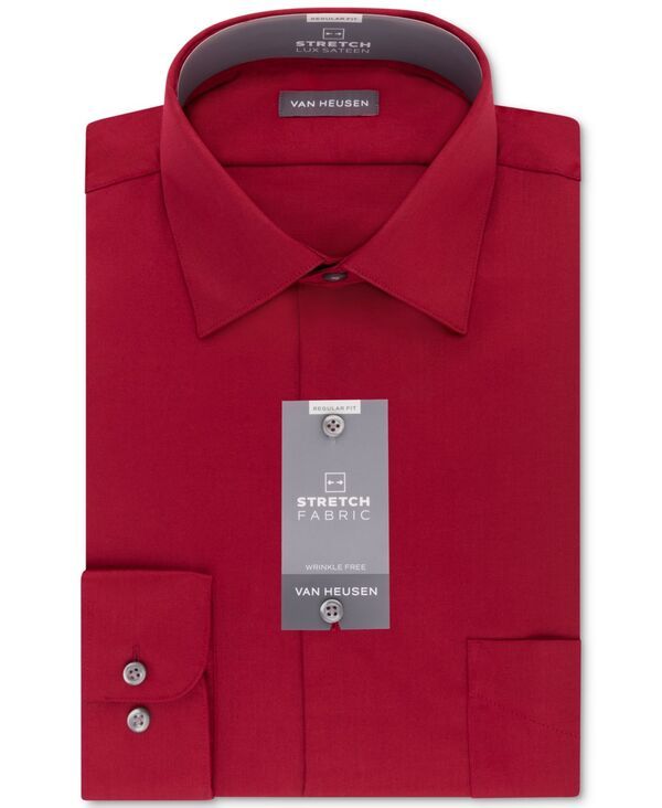 ヴァンハウセン メンズ トップス シャツ レギュラーフィット Tシャツ Van Heusen Mens ClassicRegular Fit Stretch Wrinkle Free Sateen Dress Shirt Red レッド