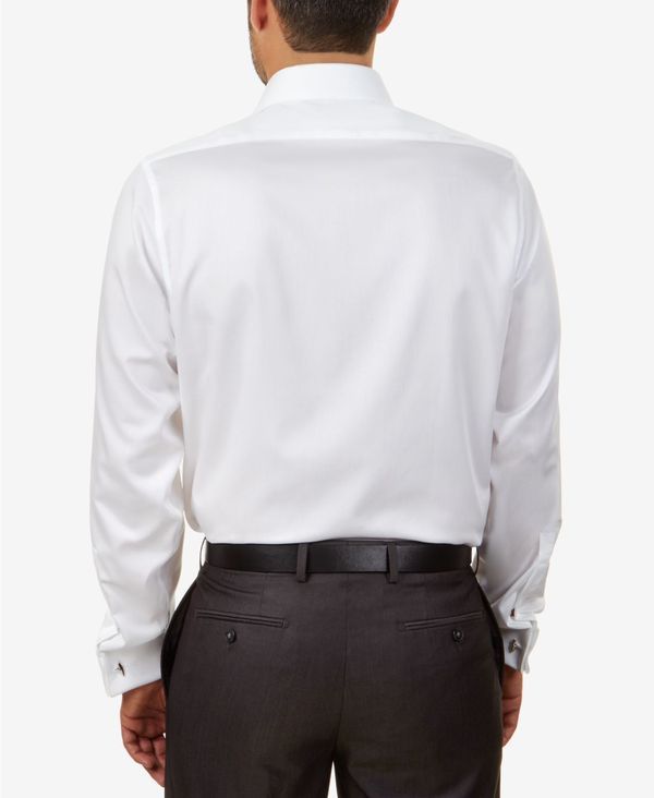 カルバンクライン メンズ トップス シャツ Calvin Klein Mens SlimFit NonIron Herringbone French Cuff Dress Shirt White ホワイト