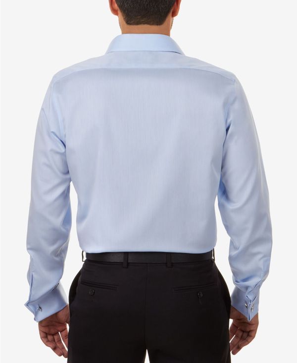 カルバンクライン メンズ トップス シャツ Calvin Klein Mens SlimFit NonIron Herringbone French Cuff Dress Shirt Blue ブルー