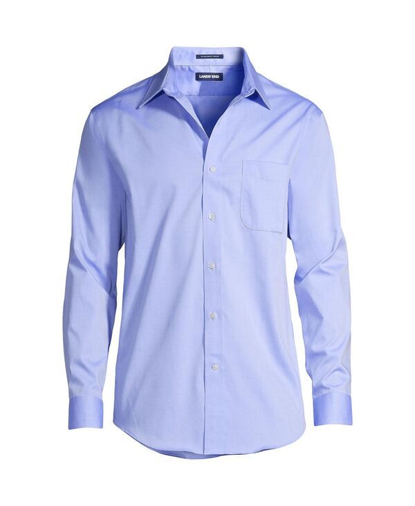 ランズエンド メンズ トップス シャツ Lands End Mens Solid No Iron Supima Pinpoint Straight Collar Dress Shirt Light blue ブルー