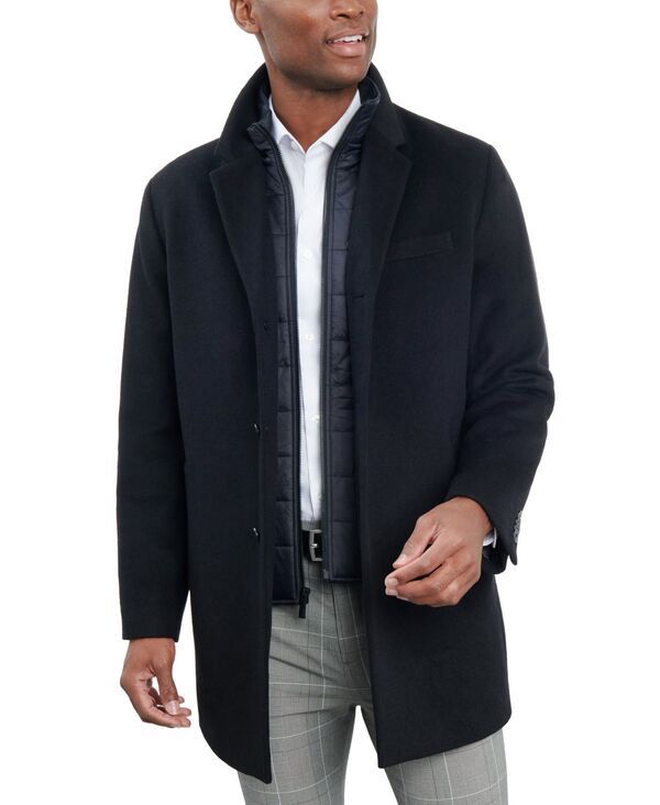 ロンドンフォグ メンズ アウター ジャケット・ブルゾン ベスト ウール コート London Fog Mens WoolBlend Overcoat Attached Vest Black ブラック