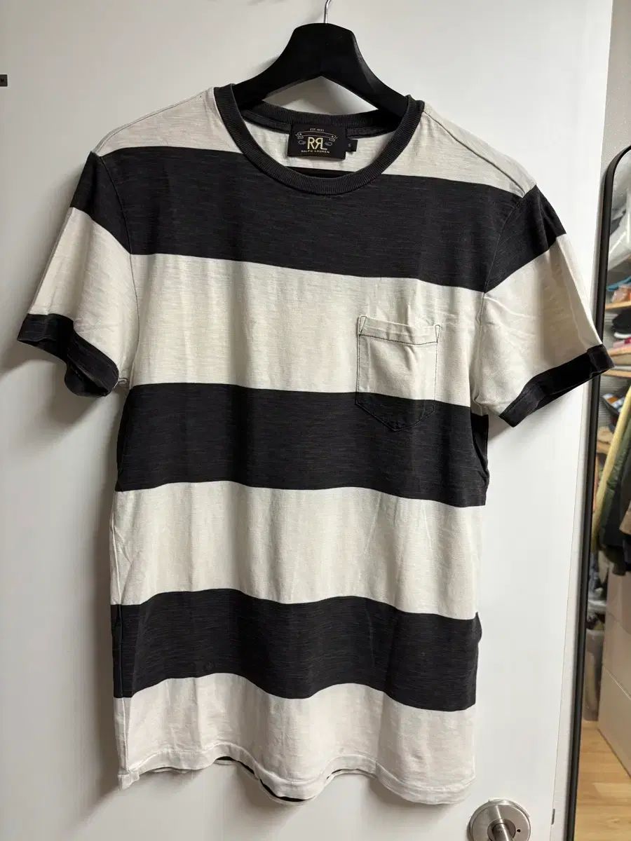 S RRL ストライプ Tシャツ ブラック/白 16,886円