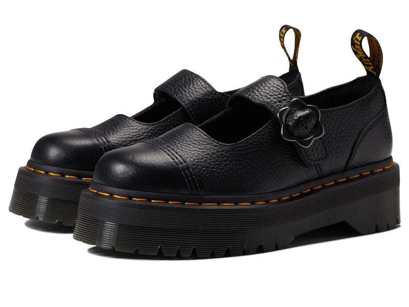 ドクターマーチン レディース シューズ スリッポン・ローファー Dr Martens Addina Flower Black Milled Na ブラック