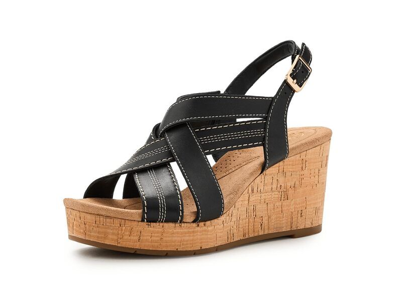 クラークス レディース シューズ ヒール Clarksabina Sling Black Leather ブラック