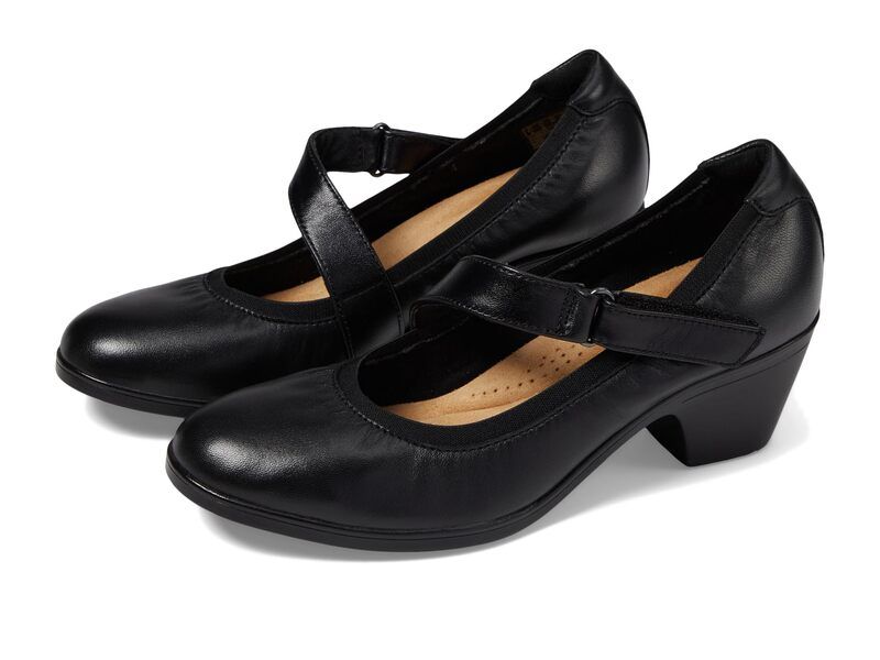 クラークス レディース シューズ ヒール Clarks Emily 2 Mabel Black Leather ブラック