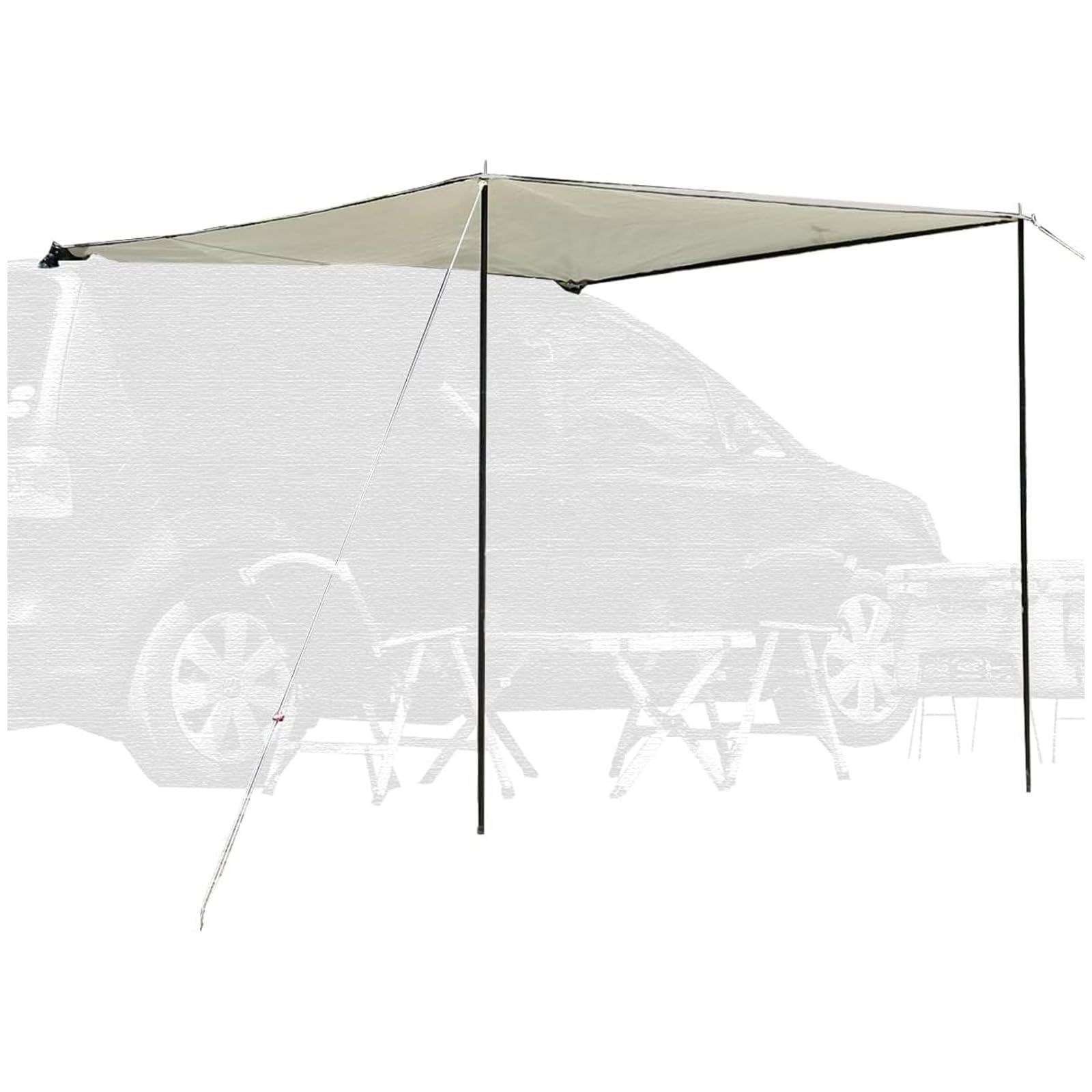 ☆新品☆FIELDOOR カーサイドタープ 車 カーサイドオーニング スクエア型 吸盤フック テントポール付 UVカット 遮熱 車中泊 キャンプ 日よけ テント [通常] [ライトベージュ/単品]