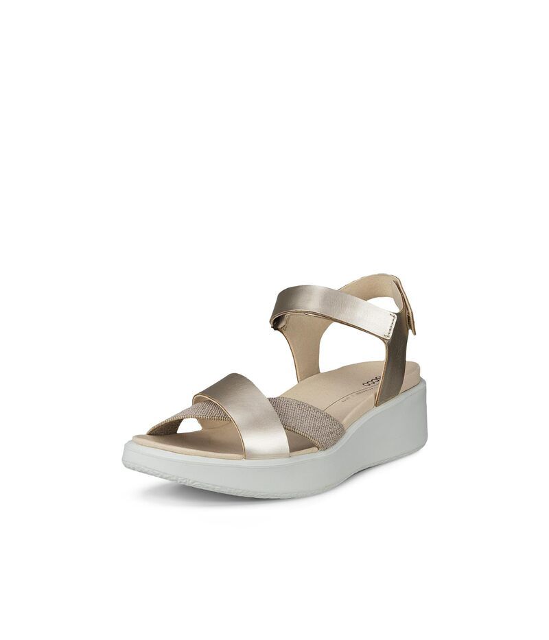 エコー レディース シューズ サンダル ECCO Flowt Wedge Luxury Crossband Pure White Gold ホワイト