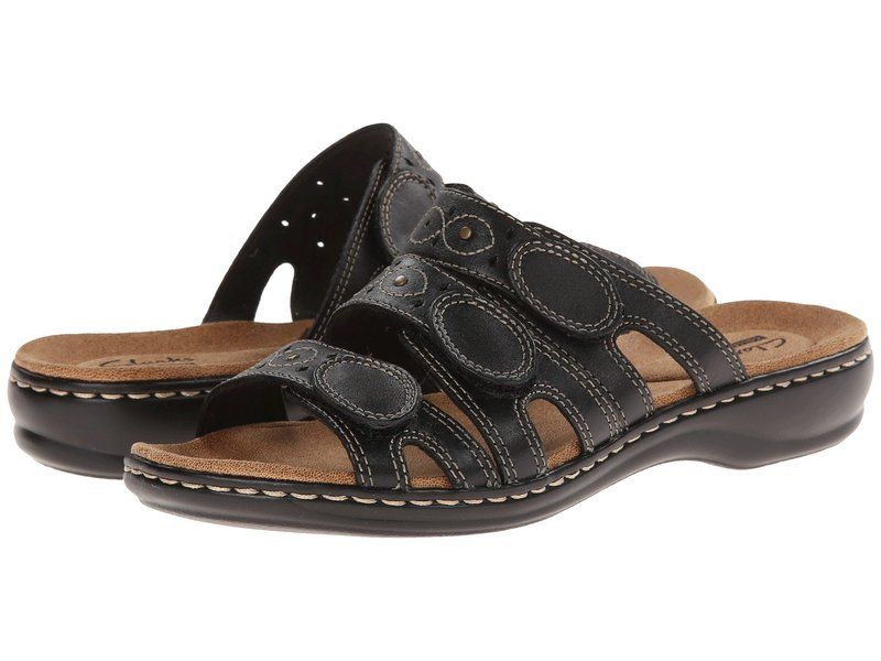 クラークス レディース シューズ サンダル Clarks Leisa Cacti Q Black Leather ブラック
