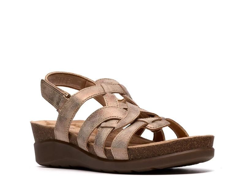クラークス レディース シューズ サンダル ClarksCalenne Gracie Wedge Sandal Gold Metallic ゴールド
