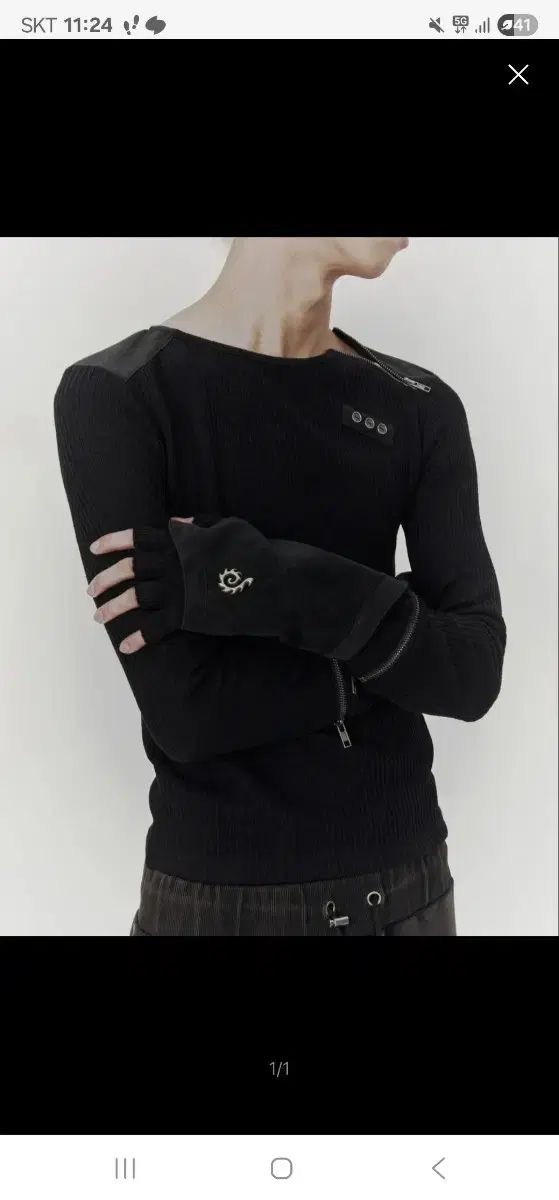 (s)ボニーアンドキー デザイン ジッパー レザー トップ