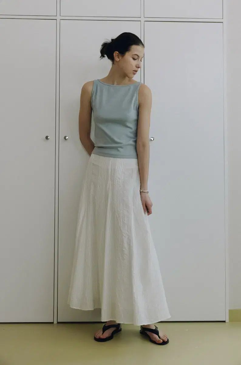 新品) ルーブル フレア ロング丈スカート 白 VolumeFlareSkirt