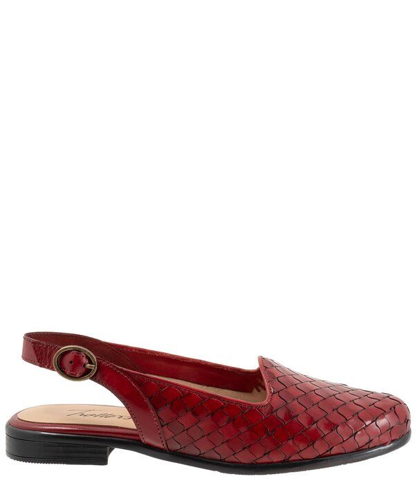 トロッターズ レディース シューズ パンプス レザー Trotters Lea Woven Leather Sling Flats Red レッド