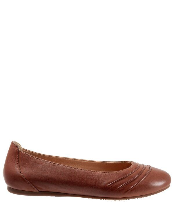 ソフトウォーク レディース シューズ パンプス ギャザー レザー SoftWalk Safi Ruched Leather Flats Cognac