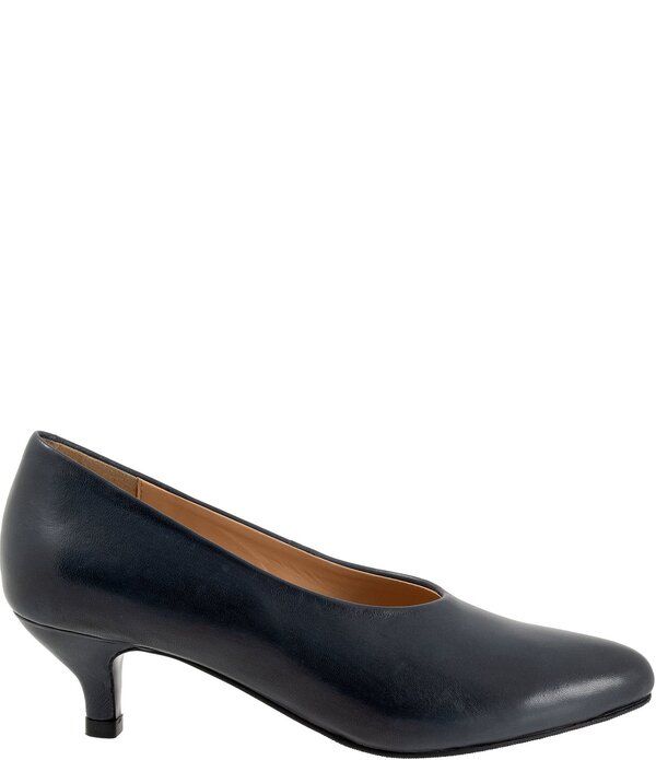 トロッターズ レディース シューズ パンプス レザー ヒール Trotters Kimber Leather Kitten Heel Pumps Navy ネイビー