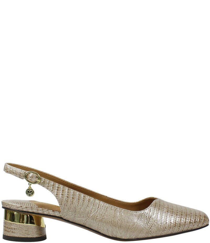 ジェイレニー レディース シューズ ヒール J Renee Taveta Lizard Embossed Slingback Block Heel Pumps Beige ベージュ