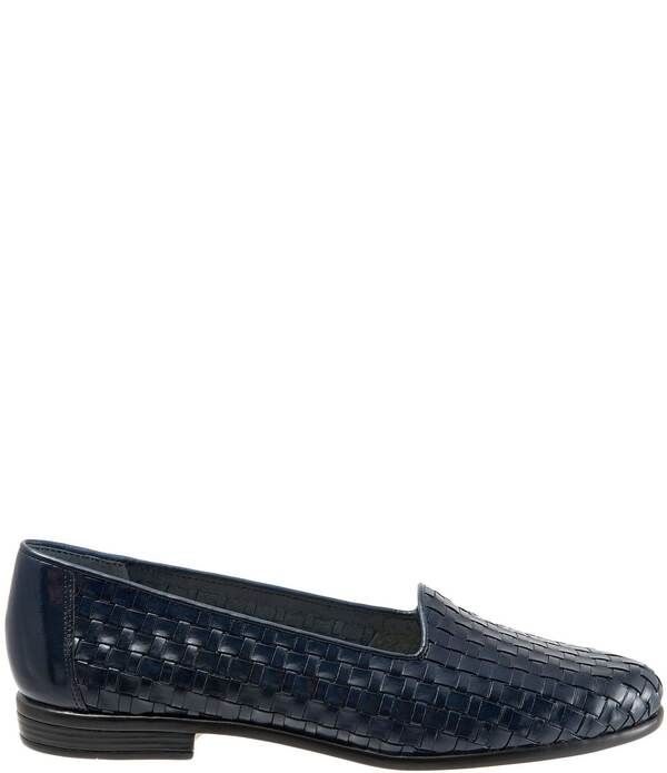トロッターズ レディース シューズ パンプス レザー ローファー Trotters Liz Woven Leather Loafers Navy ネイビー