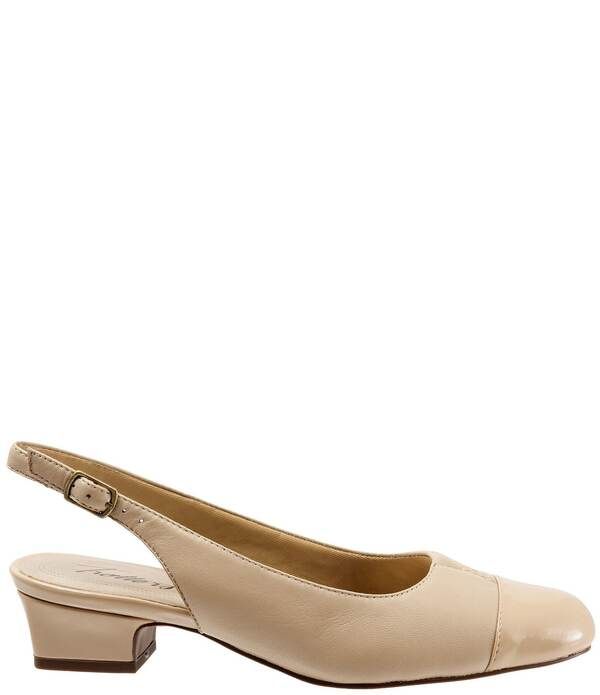 トロッターズ レディース シューズ パンプス キャップ レザー ヒール Trotters Dea Leather and Patent Cap Toe Slingback Block Heel Pumps Nude