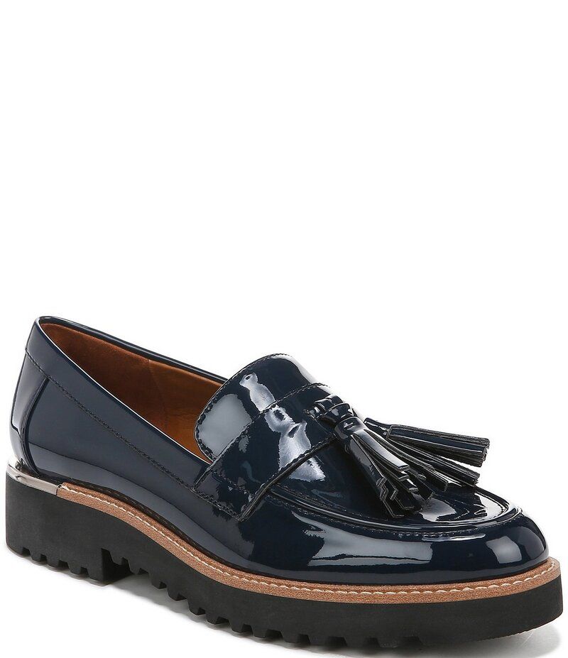 フランコサルト レディース シューズ パンプス プラットフォーム ローファー Franco Sarto Carolynn Patent Tassel Lug Sole Platform Loafers Inky Navy ネイビー