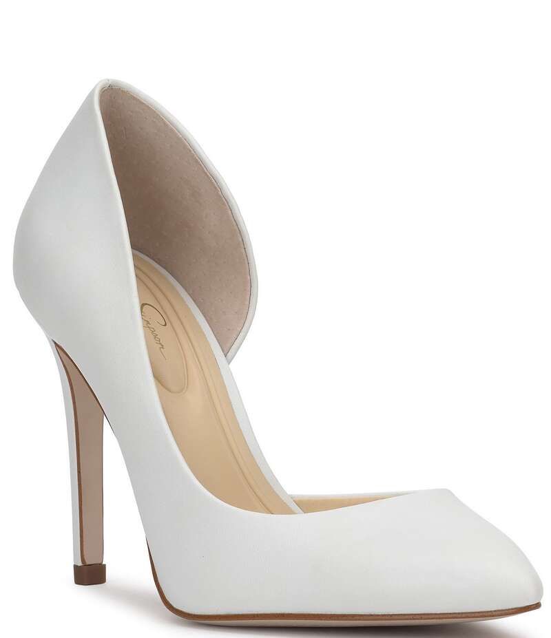 ジェシカシンプソン レディース シューズ ヒール レザー Jessica Simpson Prizma Leather DOrsay Pumps White ホワイト