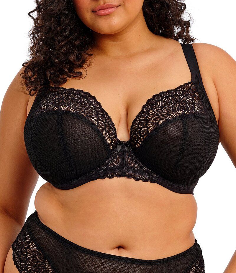 エロミ レディース アンダーウェア ブラジャー Elomi Tiernie Full Busted Underwire Stretch Plunge Bra Black ブラック