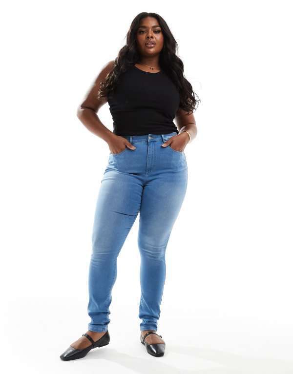 オンリーカーブ レディース ボトムス デニムパンツ ジーンズ ONLY Curve Augusta high rise skinny jeans in light blue wash Light blue denim デニム