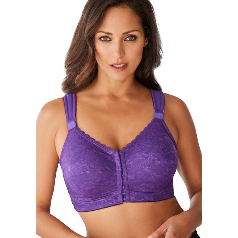 コンフォート チョイス レディース アンダーウェア ブラジャー プラスサイズ Comfort Choice Womens Plusize Front Close Wireless Posture Bra Rich Violet バイオレット