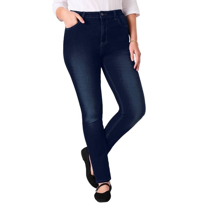 ウーマン ウィズイン レディース ボトムス デニムパンツ プラスサイズ ジーンズ Woman Within Plusize Stretch StraightLeg Clean Jeans Midnight Sanded 9,105円