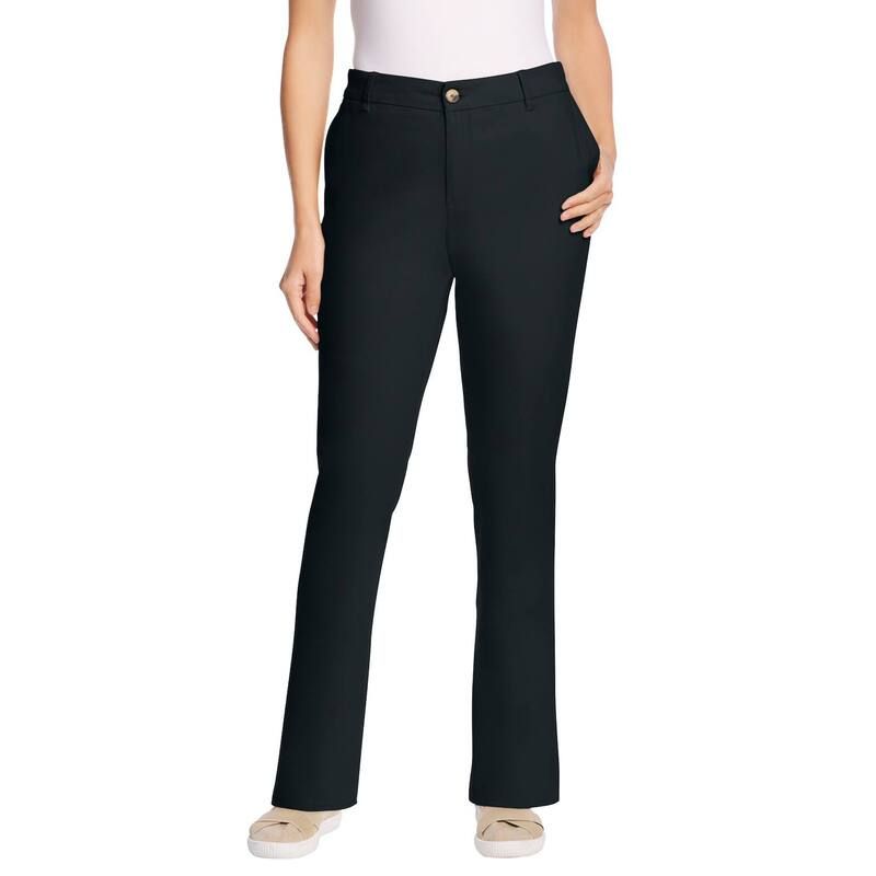 ウーマン ウィズイン レディース ボトムス カジュアルパンツ プラスサイズ Woman Within Plusize Adjustable WaistraightLeg Chino Black ブラック