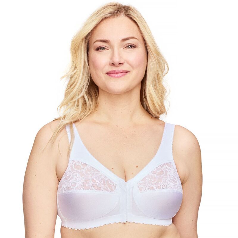 グラマライズ レディース アンダーウェア ブラジャー プラスサイズ Plusize Glamorise FullFigure MagicLift Front Close Support Bra 1200 White ホワイト