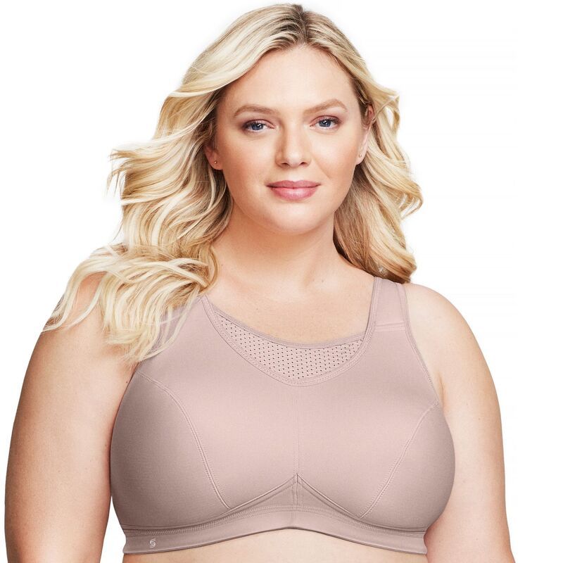 グラマライズ レディース アンダーウェア ブラジャー プラスサイズ Plusize Glamoriselite Performance MediumImpact Camisole Sports Bra 1067 Rose Tan タン