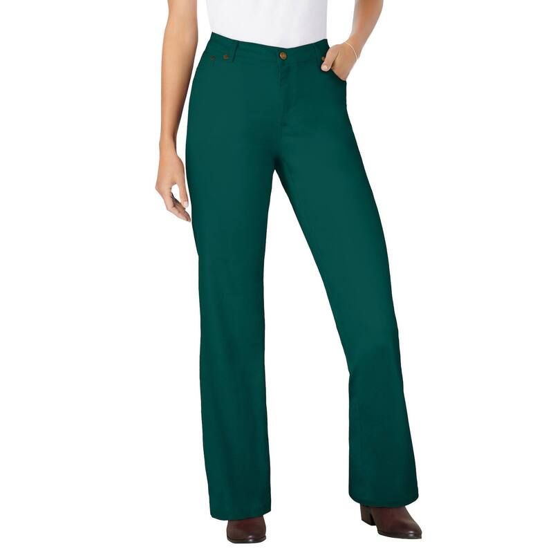 ウーマン ウィズイン レディース ボトムス デニムパンツ プラスサイズ トール Woman Within Womens Plusize Tall WideLeg Stretch Denim Jean Emerald Green グリーン