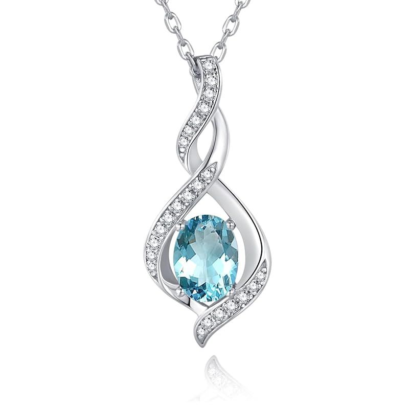 [Gemlanto] シルバー925 三月誕生石 アクアマリン しずく ネックレス レディース 18金メッキ ラッピング済み プレゼント ギフト 誕生日