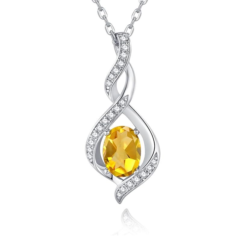 [Gemlanto] シルバー925 十一月誕生石 シトリン しずく ネックレス レディース 18金メッキ ラッピング済み プレゼント ギフト 誕生日