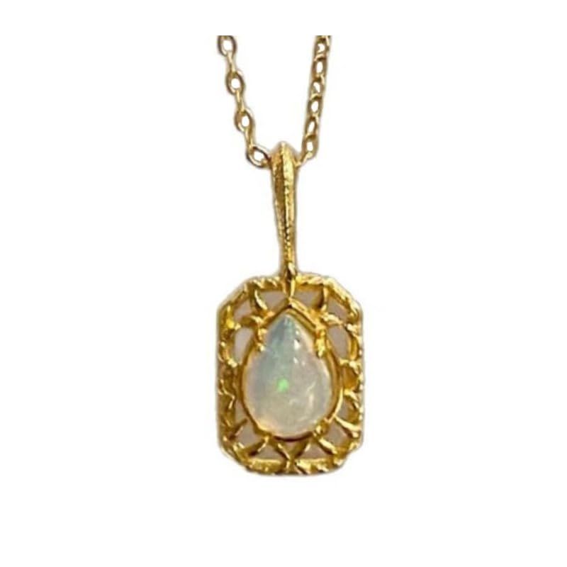 [gulamu jewelry] オパールネックレス 10月誕生石 雫 ドロップ ネックレス レディース 金属アレルギー対応 シルバー925 ゴールド仕上げ アクセサリー プレゼント 女性 彼女 ゴールド