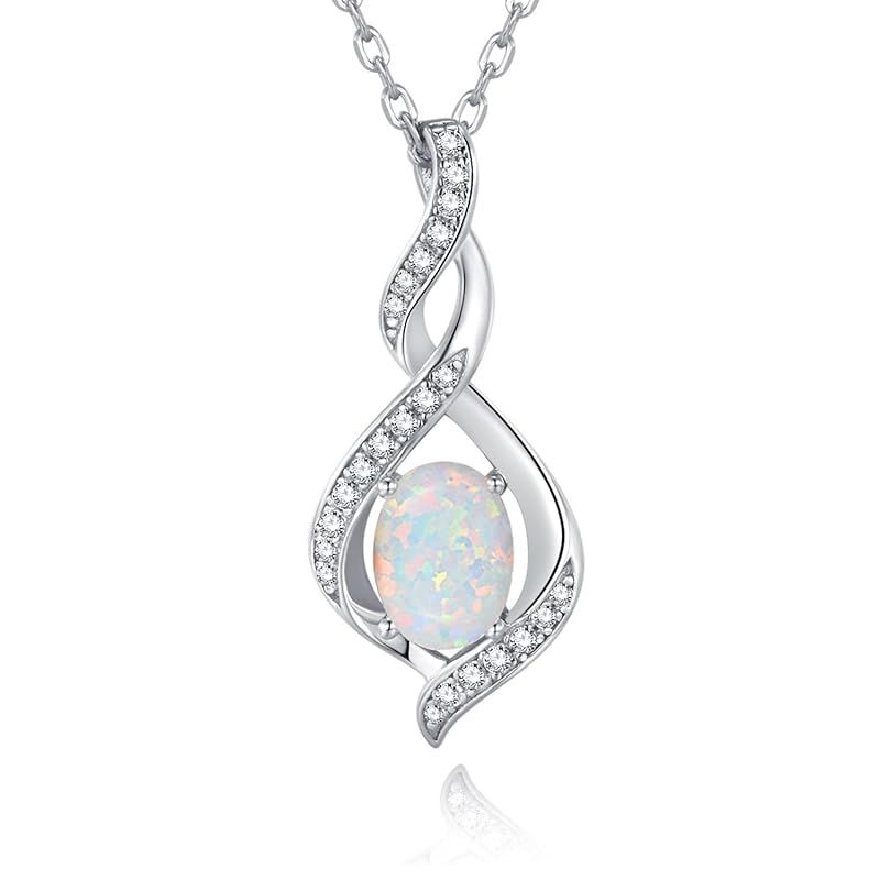 [Gemlanto] シルバー925 十月誕生石 オパール しずく ネックレス レディース 18金メッキ ラッピング済み プレゼント ギフト 誕生日