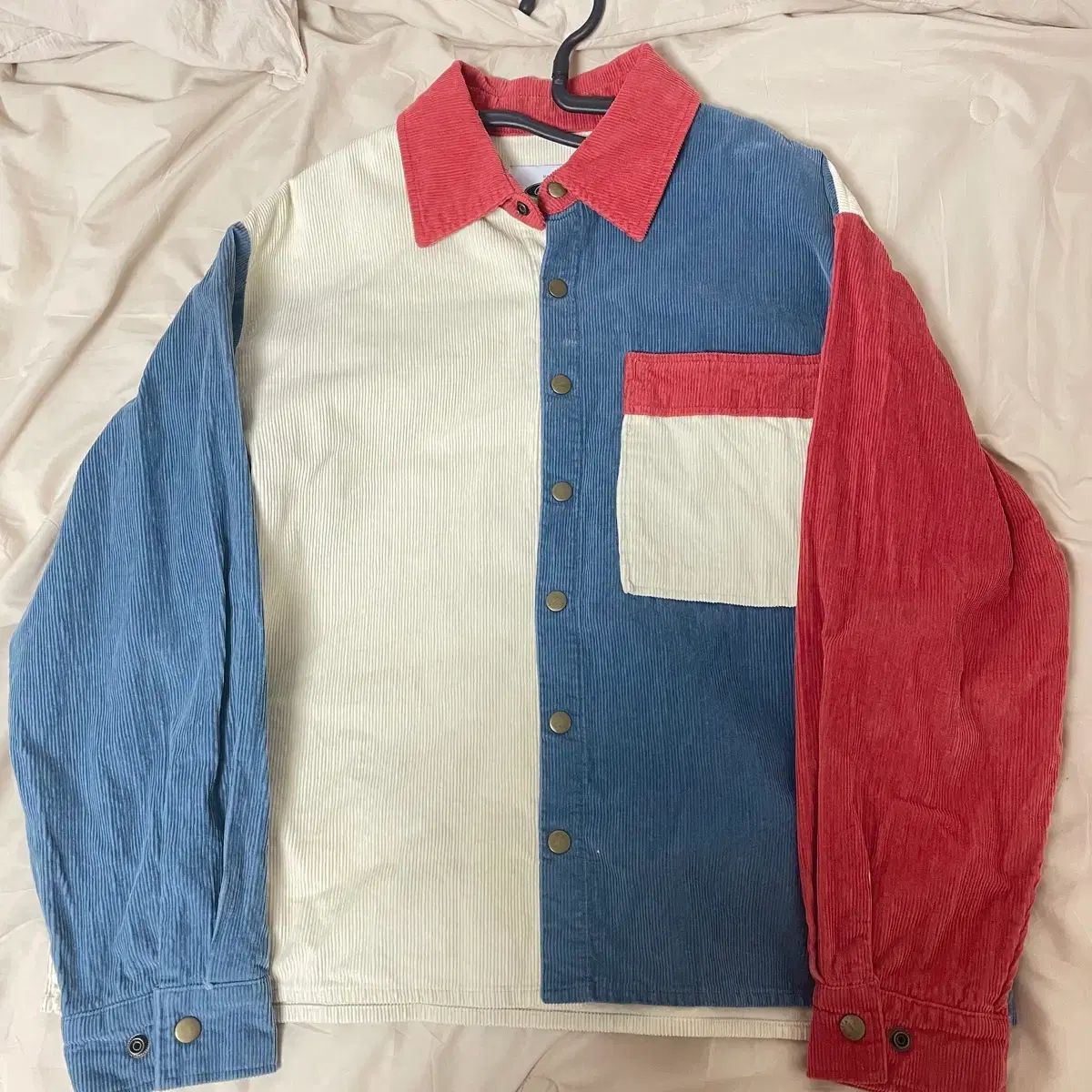 コーデュロイ バイカラー シャツ ジャケット (L)