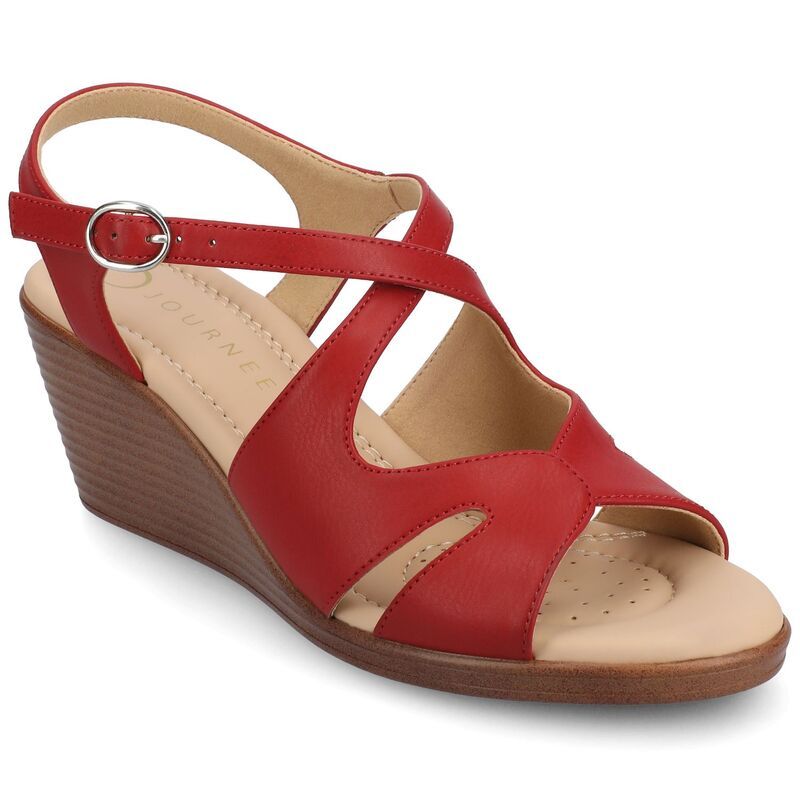 ジャーニー レディース シューズ サンダル アンクル Journee Womens Kedzie II Ankle Strap Wedge Sandals Red レッド