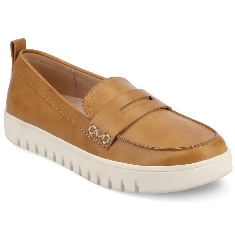 ジャーニー レディース シューズ スリッポン・ローファー Journee Tayla Medium and Wide Width Womens Round Toe Flexible Comfort Penny Loafers Tan タン