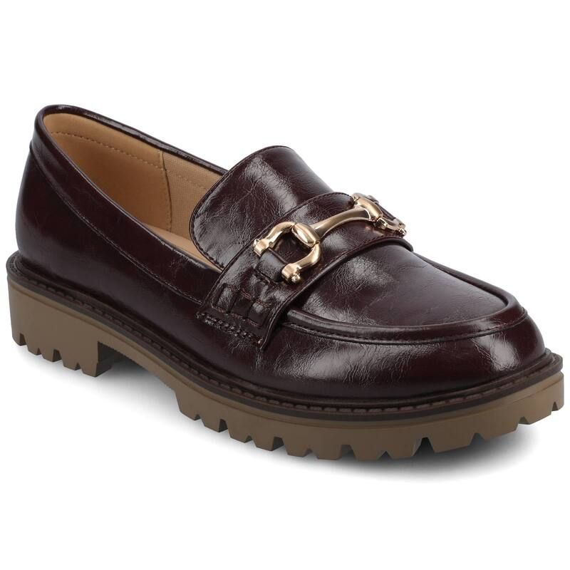 ジャーニー レディース シューズ スリッポン・ローファー Journee Jessamey Womens Tru Comfort Foam Loafers Patent Oxblood オックスブラッド