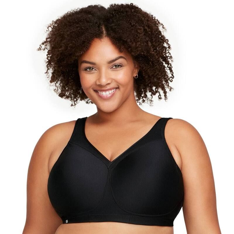 グラマライズ レディース アンダーウェア ブラジャー プラスサイズ Plusize Glamorise FullFigure MagicLift Seamless Wirefree Sports Bra 1006 Black ブラック