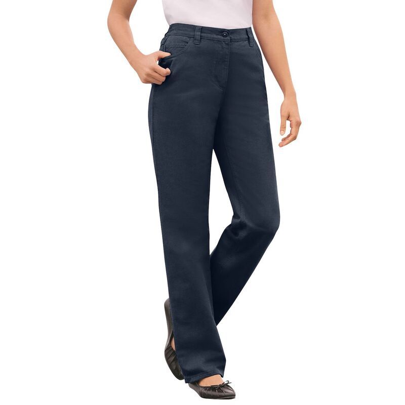 ウーマン ウィズイン レディース ボトムス デニムパンツ プラスサイズ プチ コットン ジーンズ Woman Within Plusize Petite Perfect AllCotton BackElastic Denim Jeans Navy ネイビー