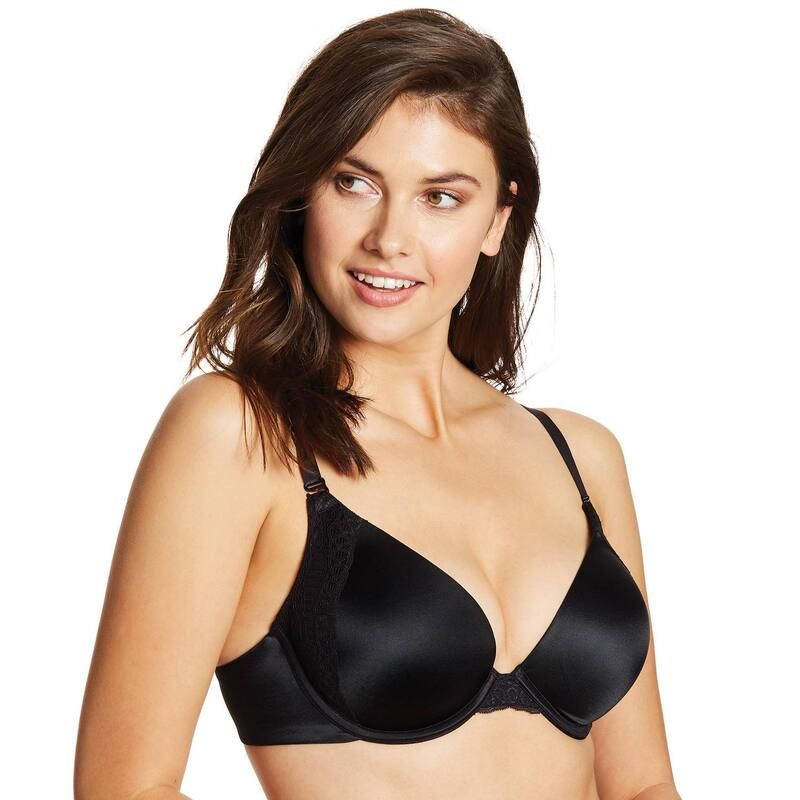 メイデンフォーム レディース アンダーウェア ブラジャー Tシャツ Maidenform Love the Lift Natural Boost Demi TShirt Underwire Bra 09428 Black ブラック