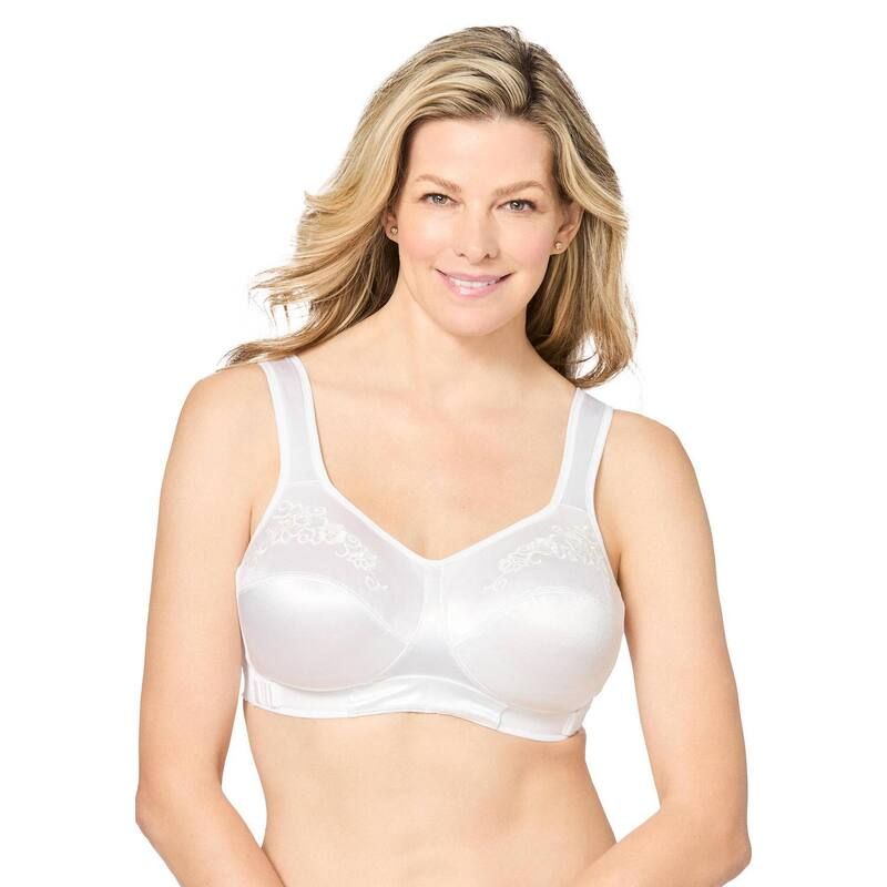 コンフォート チョイス レディース アンダーウェア ブラジャー プラスサイズ 刺繍 Comfort Choice Womens Plusize Thembroidered Custom Fit Bra White ホワイト