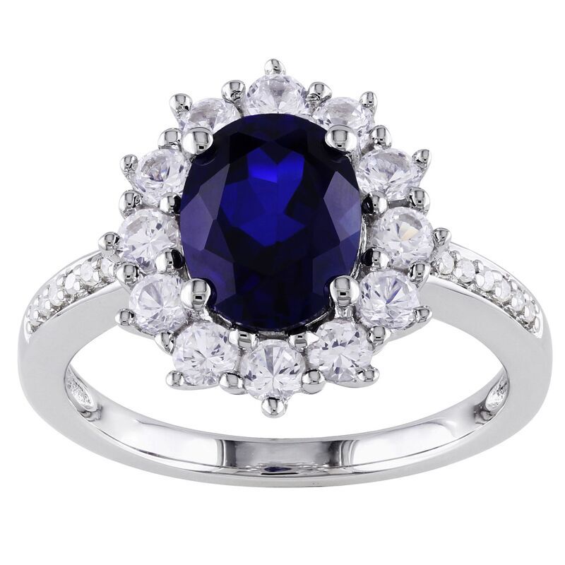 ステラ グレース レディース アクセサリー リング Stella Grace Sterling Silver LabCreated Blue White Sapphire Diamond Accent Halo Ring Sterling ホワイト