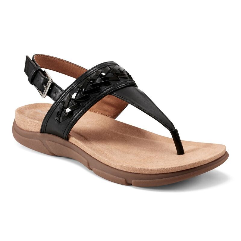 イージースピリット レディース シューズ サンダル Easy Spirit Monte Womenslingback Thong Sandals Black Smooth Black Pat ブラック