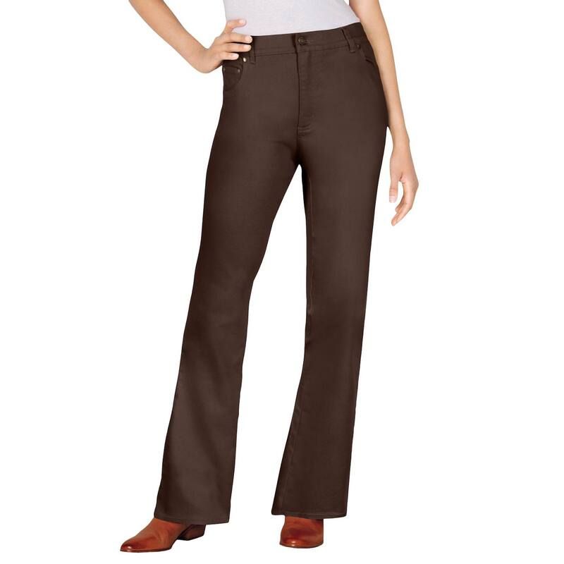 ウーマン ウィズイン レディース ボトムス デニムパンツ ブーツカット プラスサイズ トール ブーツ ジーンズ Woman Within Plusize Tall Stretch Denim FivePocket Bootcut Jeans Chocolate