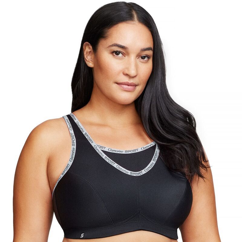 グラマライズ レディース アンダーウェア ブラジャー プラスサイズ Plusize Glamorise FullFigure NoBounce Camisole Wirelessports Bra 1066 Black Sport ブラック