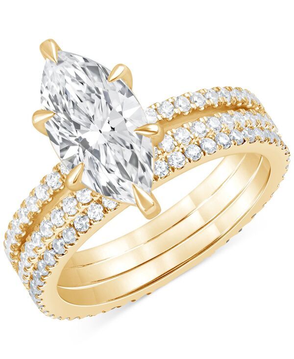 バッジェリーミシュカ レディース アクセサリー リング Badgley Mischka Certified Lab Grown Diamond Marquise Bridal Set 3 ctw in 14k Yellow Gold イエロー